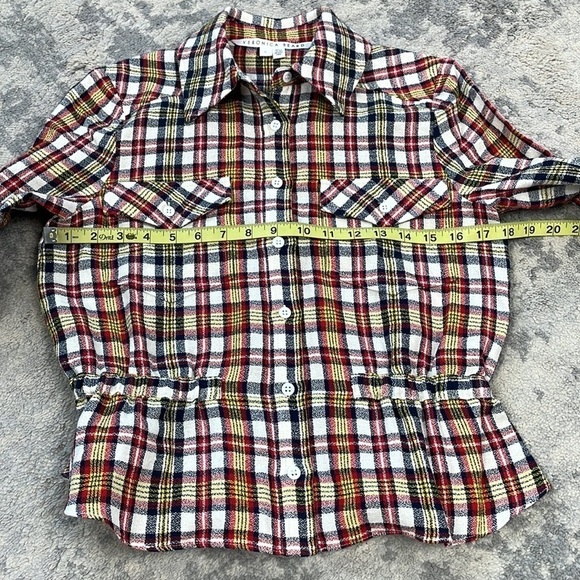 New Veronica Beard Shania Plaid Plaid Button Down Blouse Shirt Linen Fall Sz 0 - Picture 11 of 15